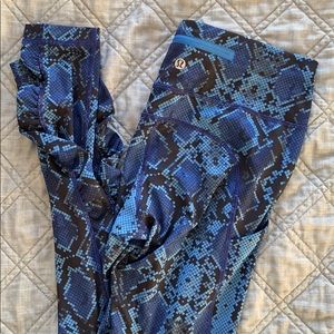 Lululemon leggings- blue digital snakeskin pattern